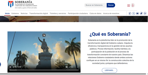 Soberanía es la plataforma líder en la promoción de la transformación digital del Gobierno cubano.