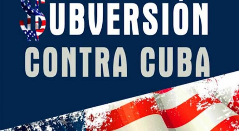 Banner alegórico a la subversión contra Cuba