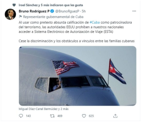 Canciller cubano, Bruno Rodríguez Parrilla. Foto: @CubaMINREX. Canciller cubano, Bruno Rodríguez Parrilla. Foto: @CubaMINREX.