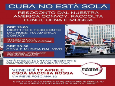 Impulsan en Italia iniciativa de nuevo Convoy Europeo de apoyo a Cuba